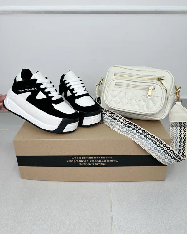 Combo 1 Tênis Casual Premium + 1 Bolsa Elegante e Funcional - Somente hoje