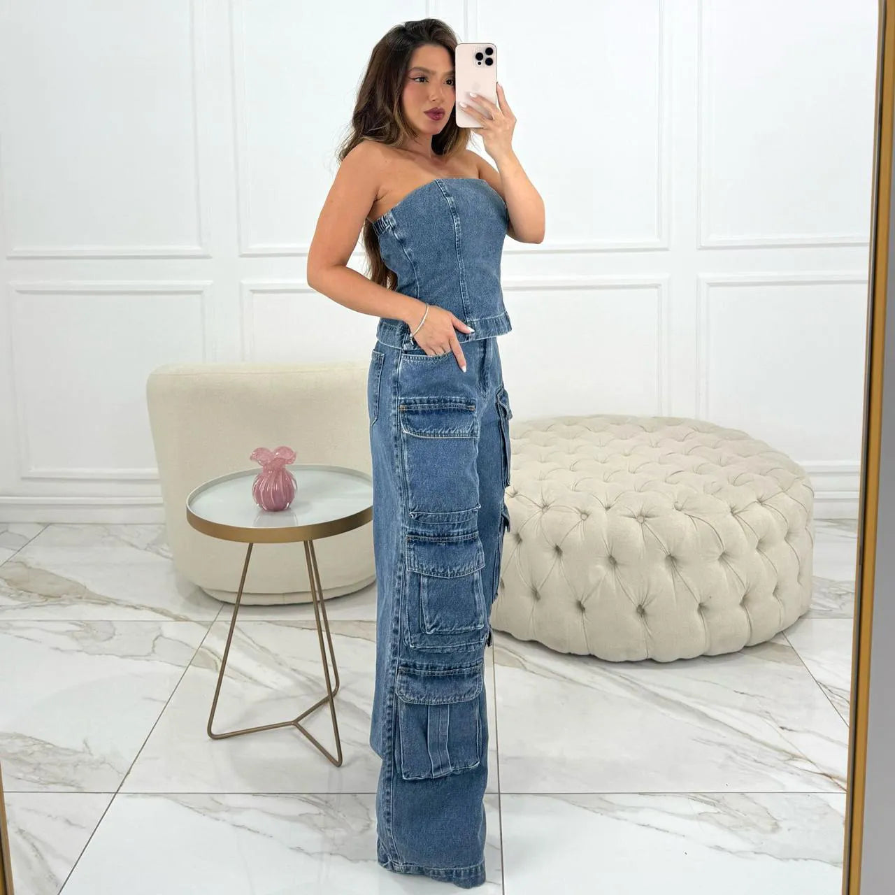 Conjunto 2 Peças Cropped + Calça Cargo - Queima de Estoque