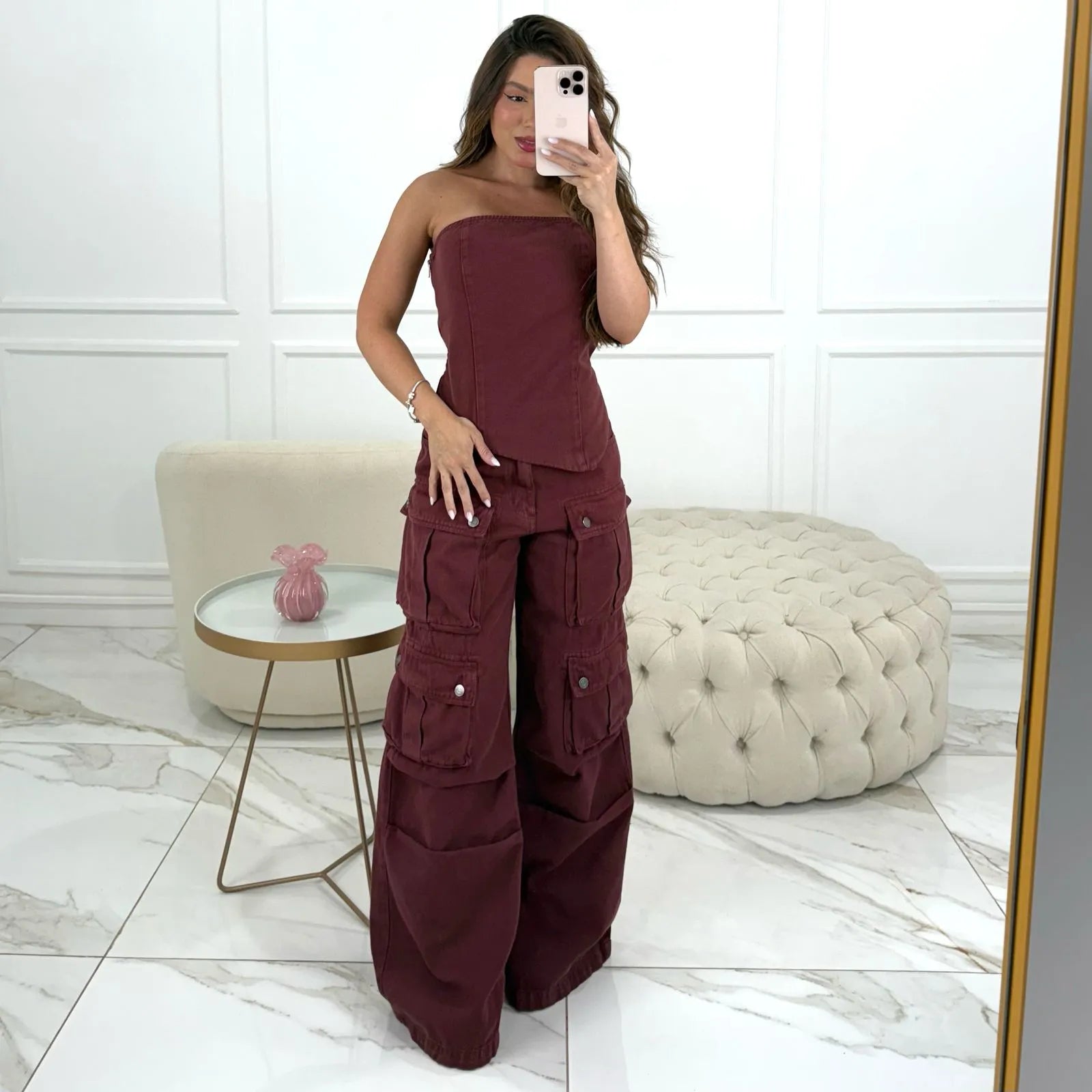 Conjunto 2 Peças Cropped + Calça Cargo - Queima de Estoque