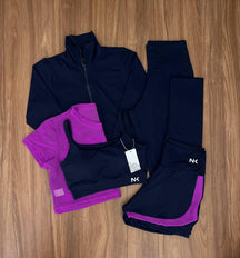 Kit com 5 Peças Jaqueta, Cropped, Short, Top e Legging