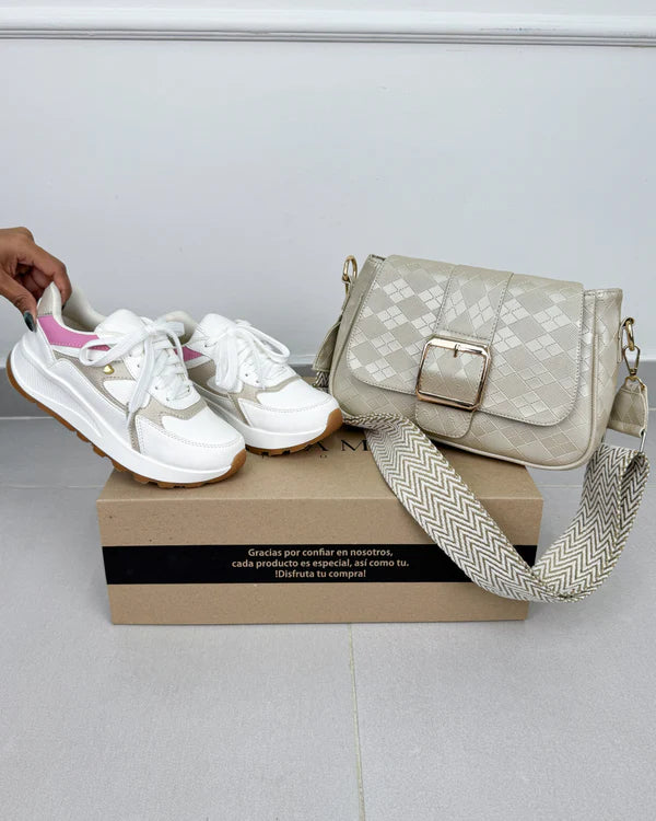 Combo 1 Tênis Casual Premium + 1 Bolsa Elegante e Funcional