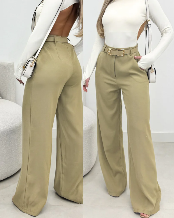 Kit 2 Calças Pantalona em Alfaiataria - Acompanha Cinto (Promoção da Semana)