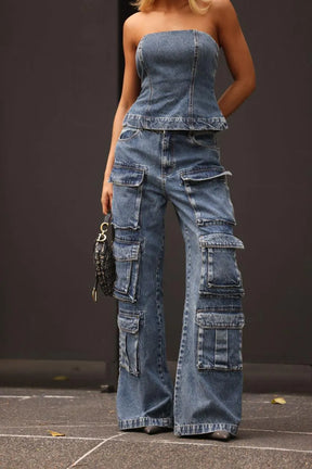 Conjunto 2 Peças Cropped + Calça Cargo - Queima de Estoque