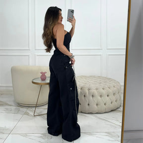 Conjunto 2 Peças Cropped + Calça Cargo - Queima de Estoque