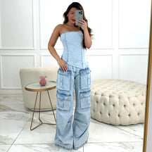 Conjunto 2 Peças Cropped + Calça Cargo - Queima de Estoque
