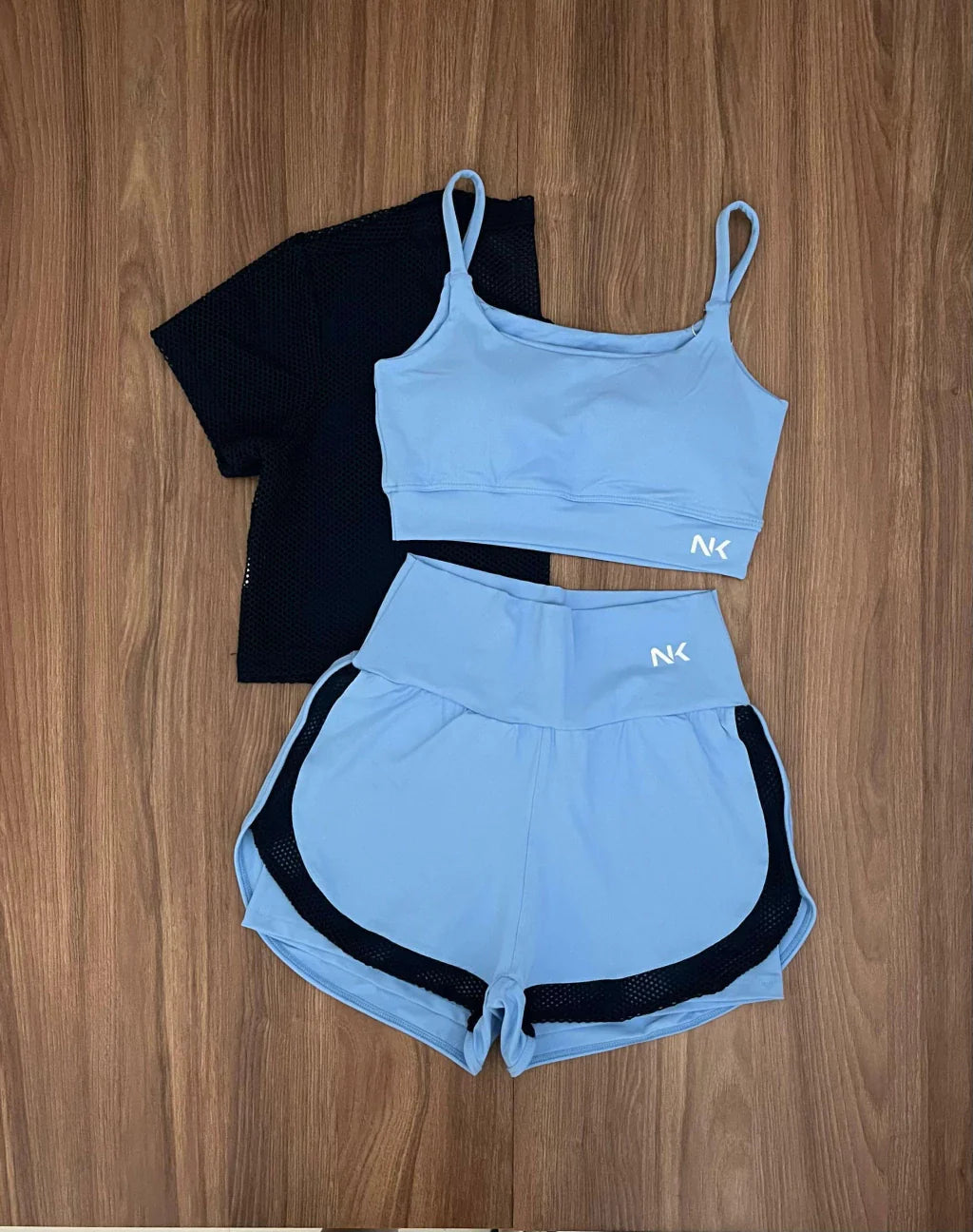 Conjunto 3 Peças Short Duplo  + Cropped e Top - Frete Grátis