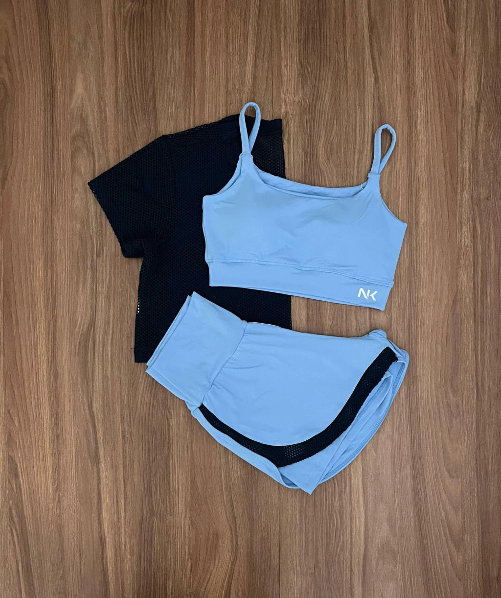 Conjunto 3 Peças Short Duplo  + Cropped e Top - Frete Grátis